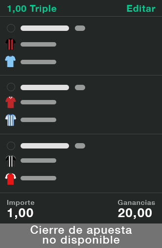 'Cerrar apuesta' no disponible