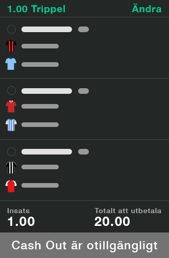 Cash Out otillgängligt